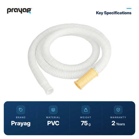 Washing Machine Pipe for Water Inlet 1.5mtr - Prayag key specifications: PVC, 75 g, 2-year warranty