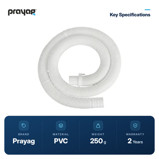 Washing Machine Pipe for Water Outlet 3mtr - Prayag key specifications: PVC, 250 g, 2-year warranty