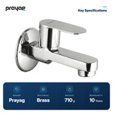 Bib Tap (Short Body) Brass - Prayag key specifications: Brass, 710 g, 10-year warranty