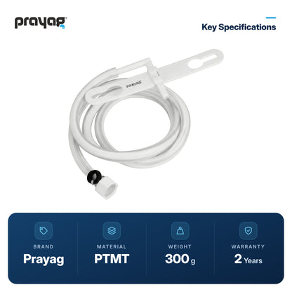 Jet Spray for Commode with Tube (1.5mtr) L-Type - Prayag key specifications: PTMT, 300 g, 2-year warranty