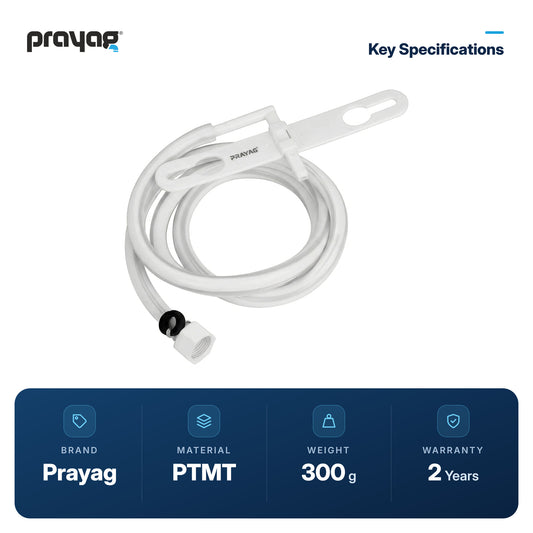 Jet Spray for Commode with Tube (1.5mtr) L-Type - Prayag key specifications: PTMT, 300 g, 2-year warranty