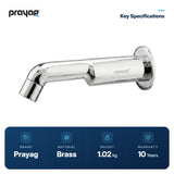 Bath Tub Spout with Flange Brass (Only Spout) - Prayag key specifications: Brass, 1.02 kg, 10-year warranty
