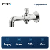 Bath Tub Spout Provision for Hand Shower with Flange Brass (Only Spout) - Prayag key specifications: Brass, 700 g, 10-year warranty