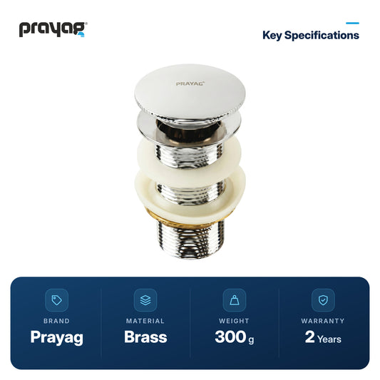Brass Waste Coupling Pop Up 32mm (F/T) - Prayag key specifications: Brass, 300 g, 2-year warranty