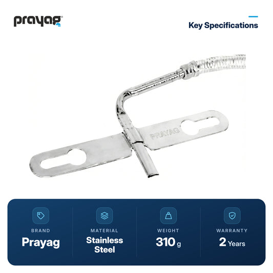SS Jet Spray (L-Bend) with 1 Mtr. Tube - Prayag key specifications: Stainless Steel, 310 g, 2-year warranty