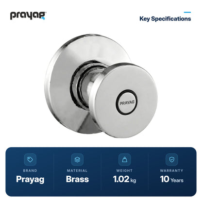 Concealed Flush Valve (Push Type) 25mm - Prayag key specifications: Brass, 1.02 kg, 10-year warranty