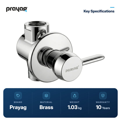 Concealed Flush Valve (Lever Type) 25mm - Prayag key specifications: Brass, 1.03 kg, 10-year warranty