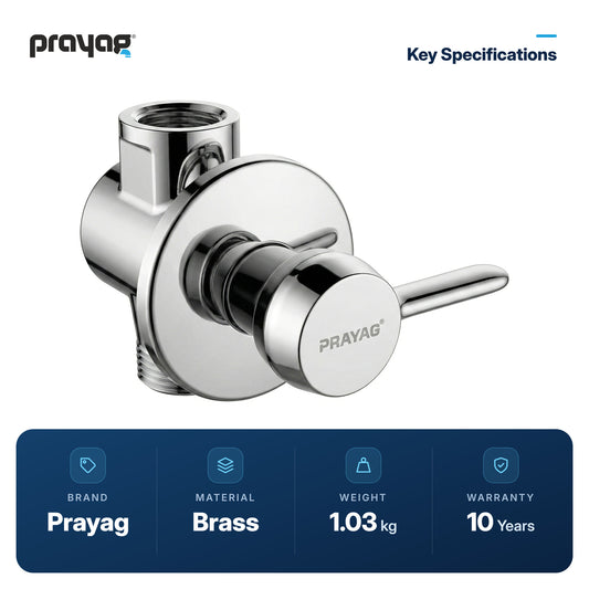 Concealed Flush Valve (Lever Type) 25mm - Prayag key specifications: Brass, 1.03 kg, 10-year warranty