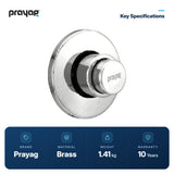 Concealed Flush Valve 40mm - Prayag key specifications: Brass, 1.41 kg, 10-year warranty